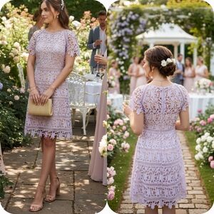 Eliza J 10 Garden Party Whimsigoth Soft Girl Wedding Guest Guipere Lace Dress